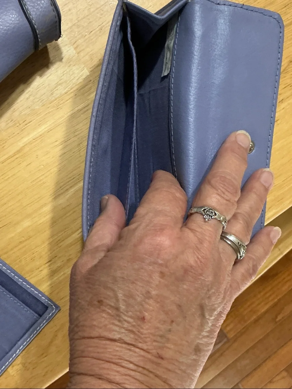 Lavender Leather Shoulder Bag with Matching Wallet Set